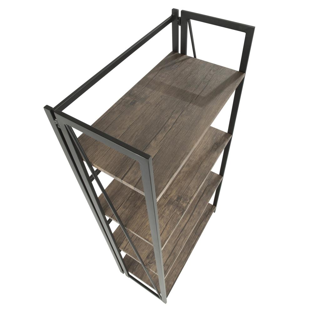 Dakota Industrial Bookcase in Black Metal and Wood. Picture 6