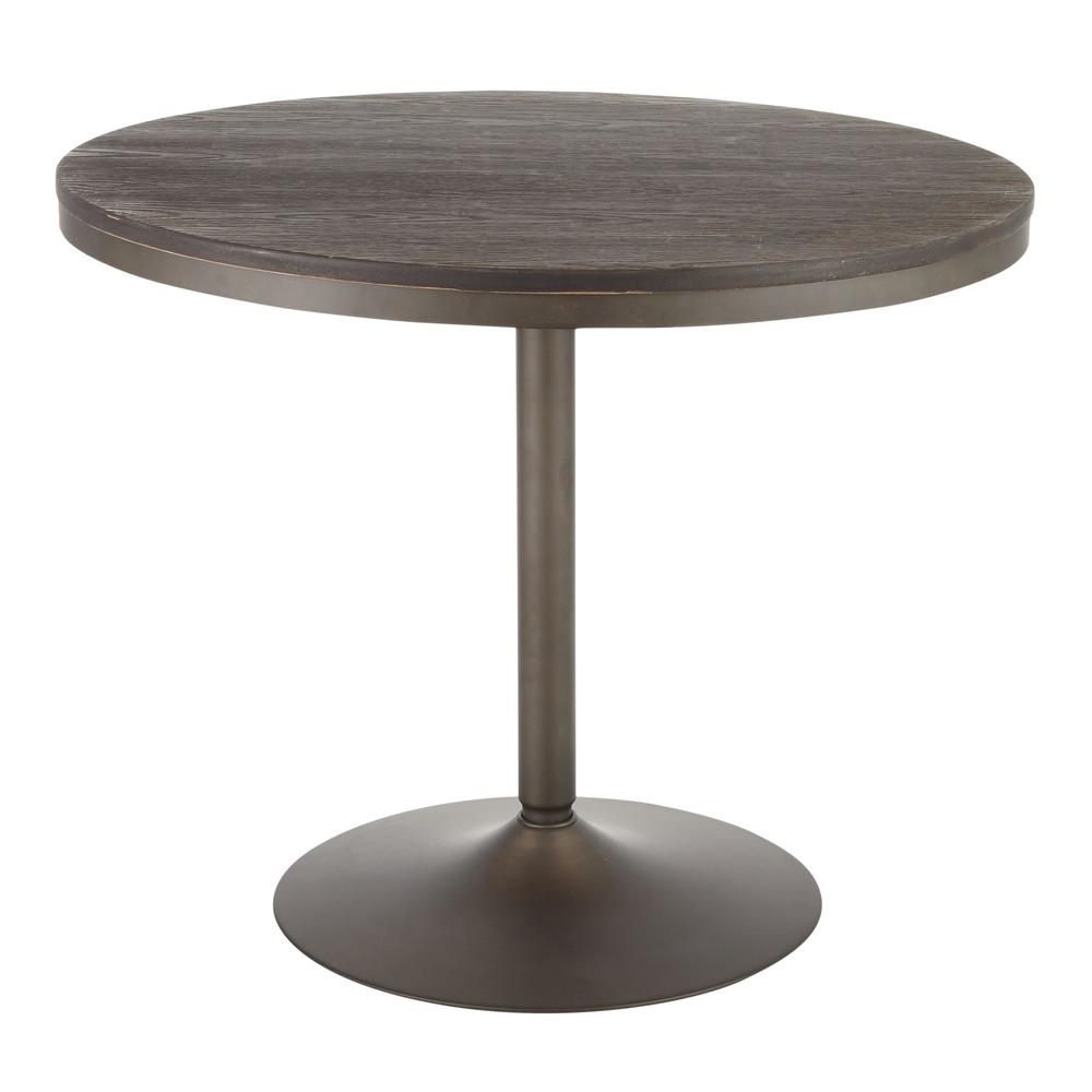 Dakota Industrial Dining Table in Antique Metal and Espresso Wood-Pressed Grain Bamboo. Picture 1