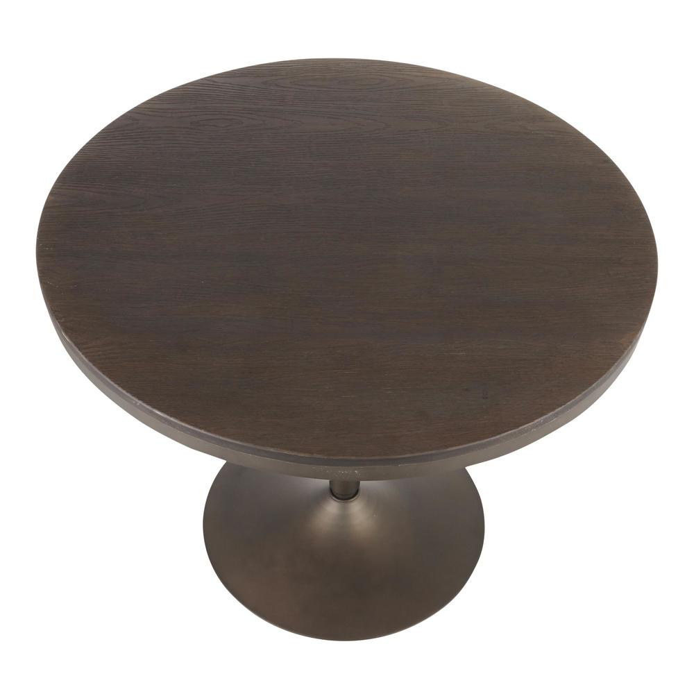 Dakota Industrial Dining Table in Antique Metal and Espresso Wood-Pressed Grain Bamboo. Picture 2