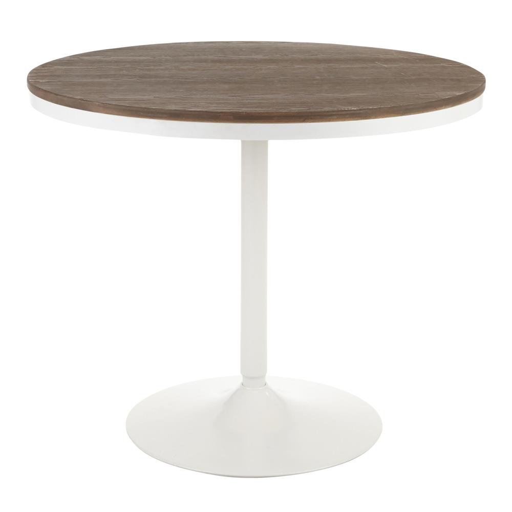 Dakota Industrial Dining Table in White Metal and Brown Wood-Pressed Grain Bamboo. Picture 1