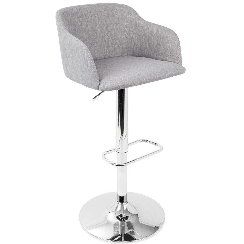 Daniella Contemporary Adjustable Barstool with Swivel in Light Grey. Picture 1