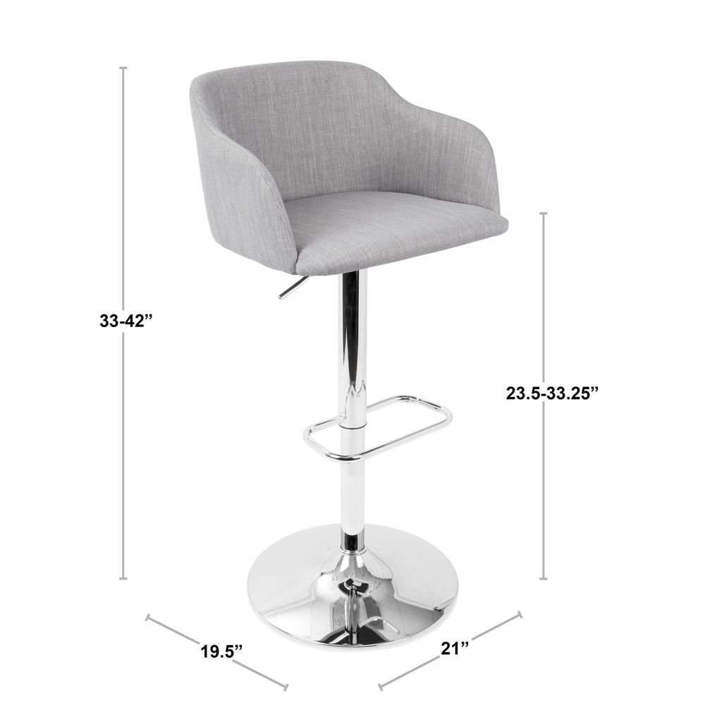 Daniella Contemporary Adjustable Barstool with Swivel in Light Grey. Picture 7
