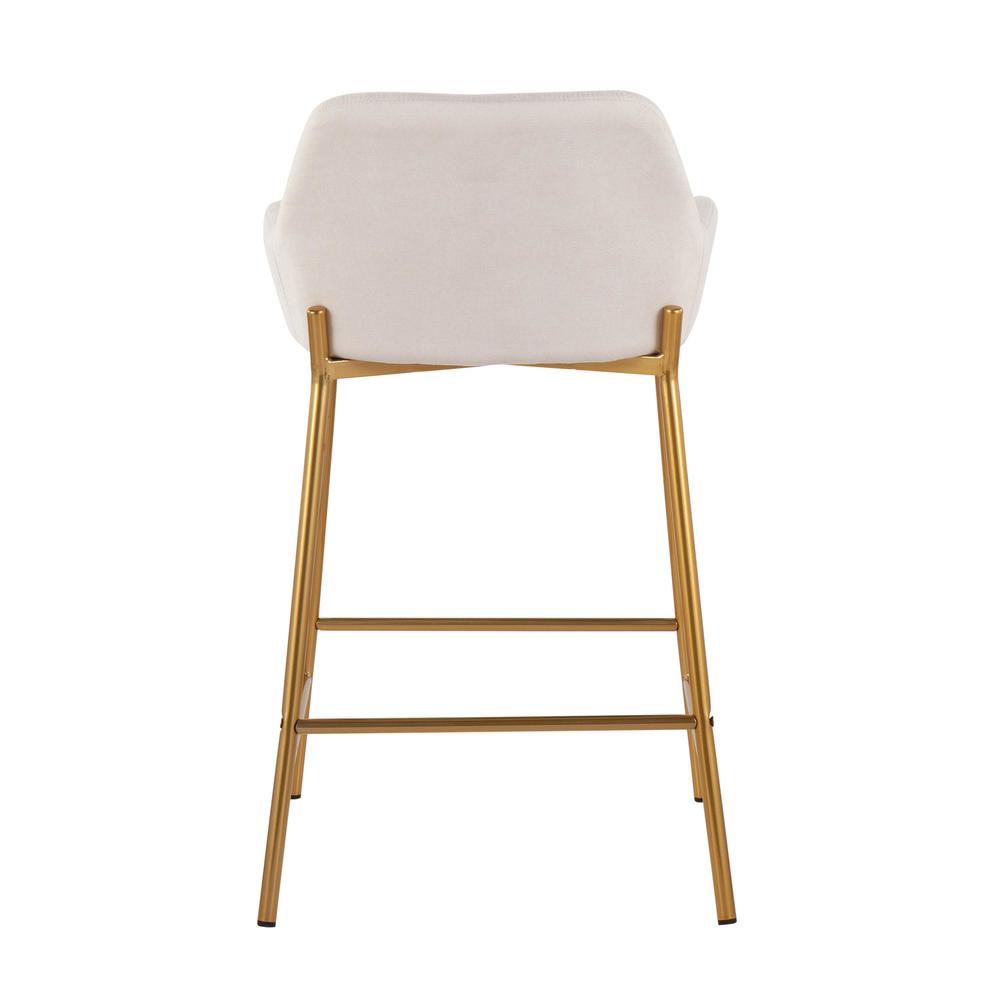 Gold Metal, Cream Fabric Daniella Fixed-Height Counter Stool - Set of 2. Picture 5