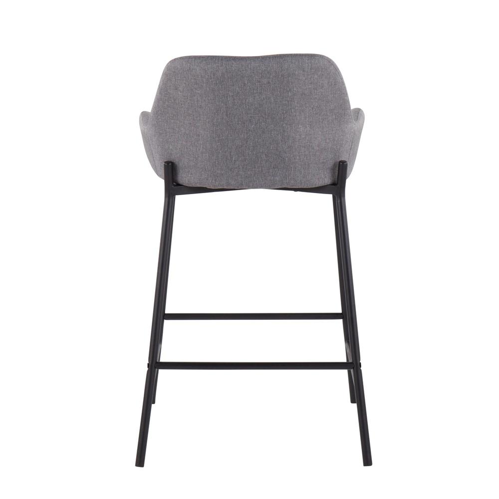 Daniella Industrial Counter Stool in Black Metal and Grey Faux Leather - Set of 2. Picture 5