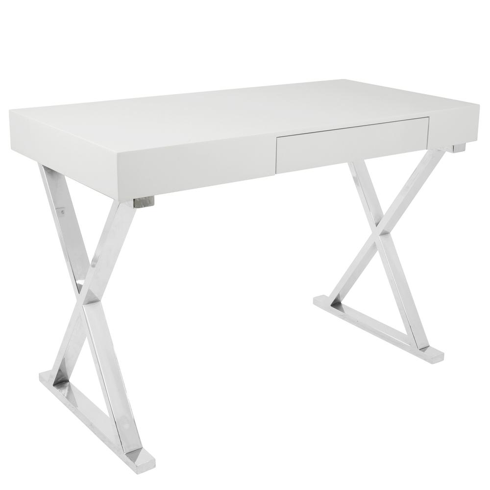 Luster Contemporary Desk in White. Picture 1