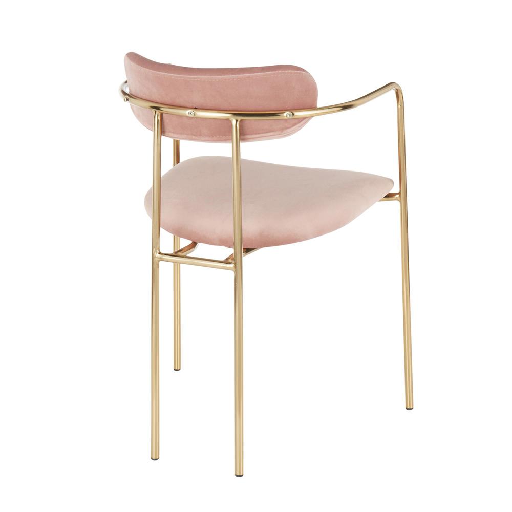 Gold Metal, Pink Velvet Demi Chair - Set of 2. Picture 4