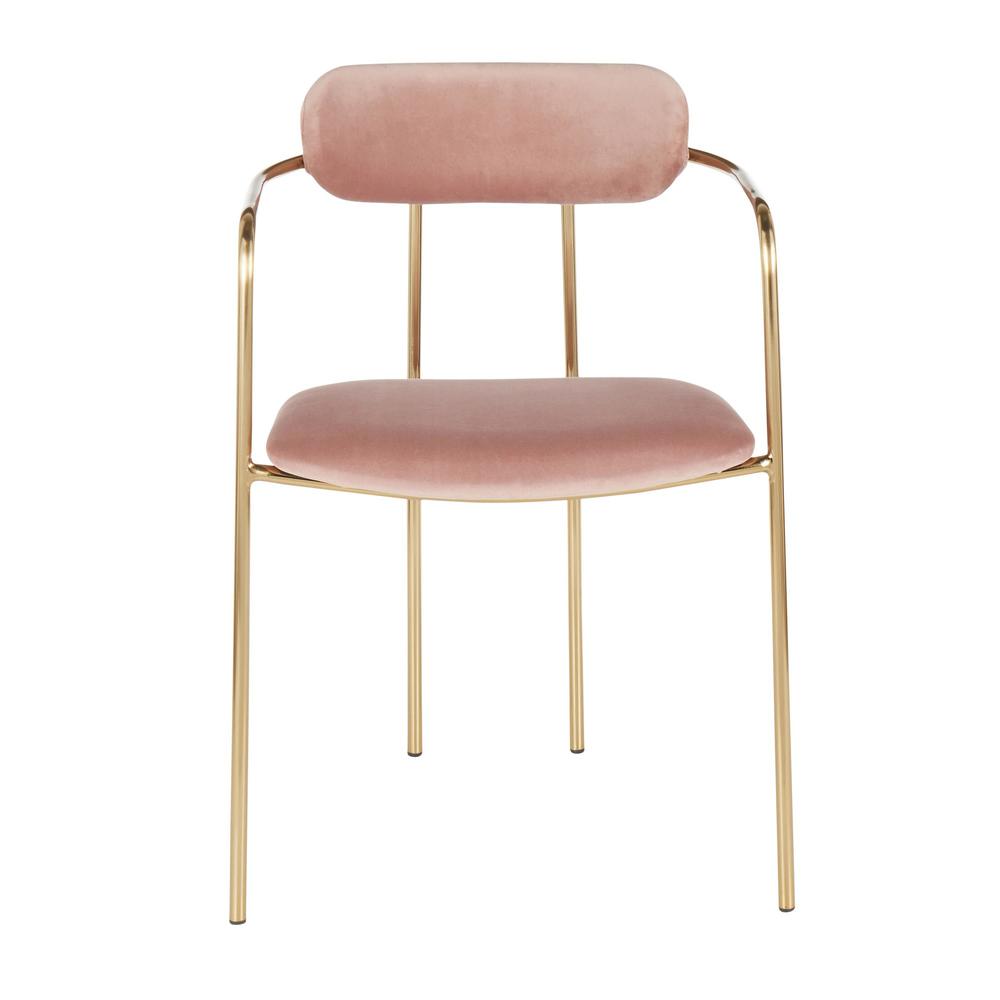 Gold Metal, Pink Velvet Demi Chair - Set of 2. Picture 6