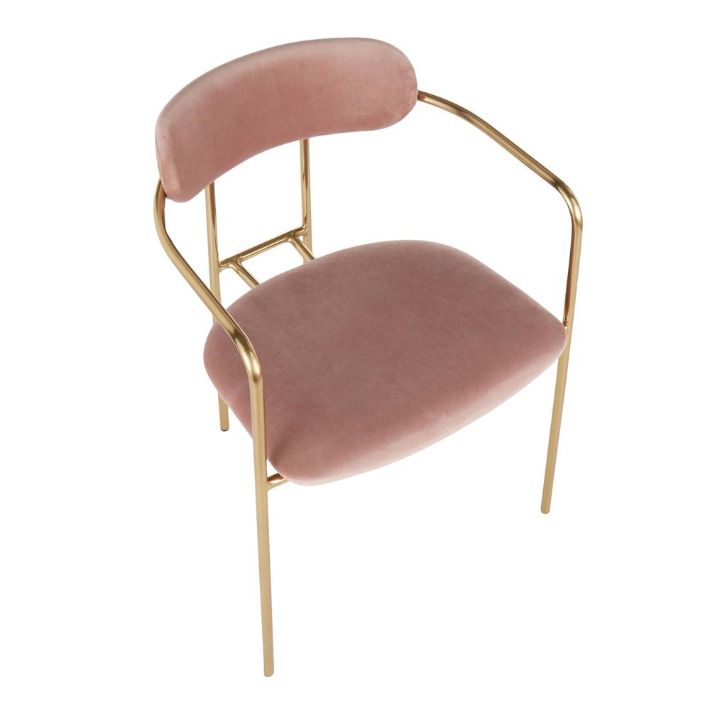 Gold Metal, Pink Velvet Demi Chair - Set of 2. Picture 7