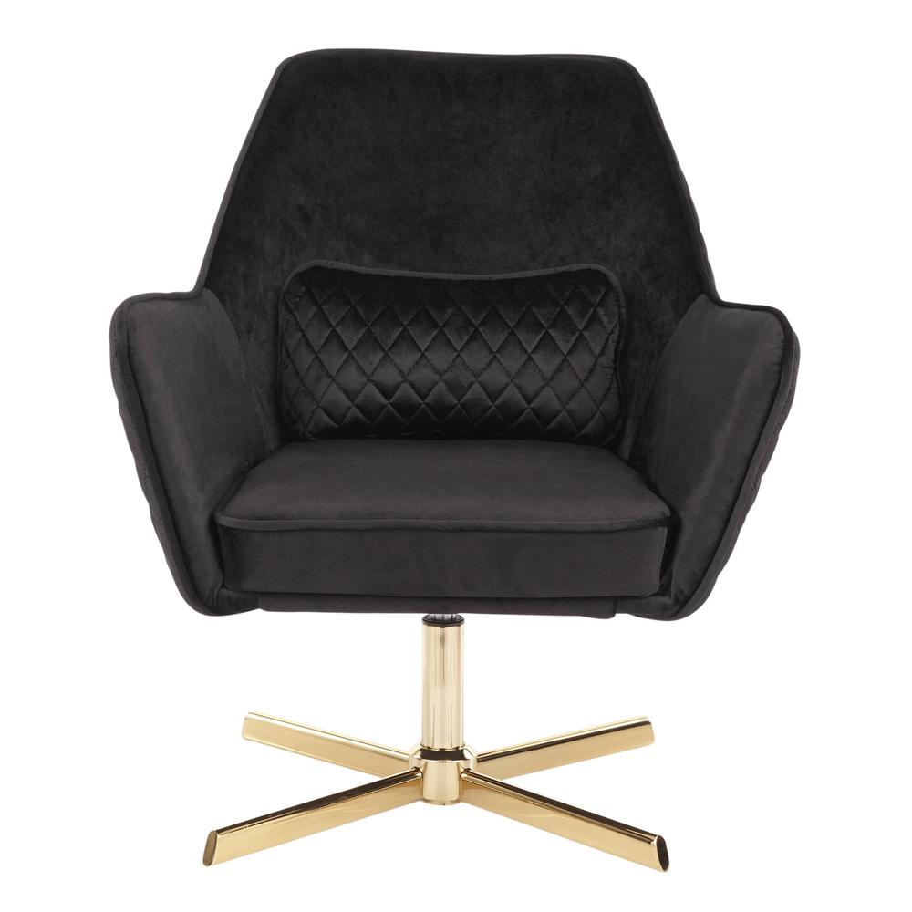 Diana Contemporary Lounge Chair in Gold Metal and Black Velvet. Picture 5