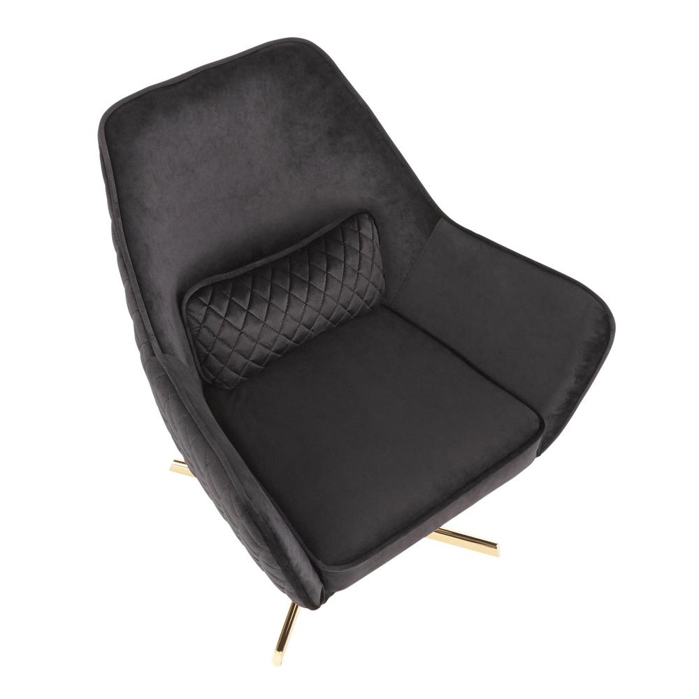 Diana Contemporary Lounge Chair in Gold Metal and Black Velvet. Picture 6