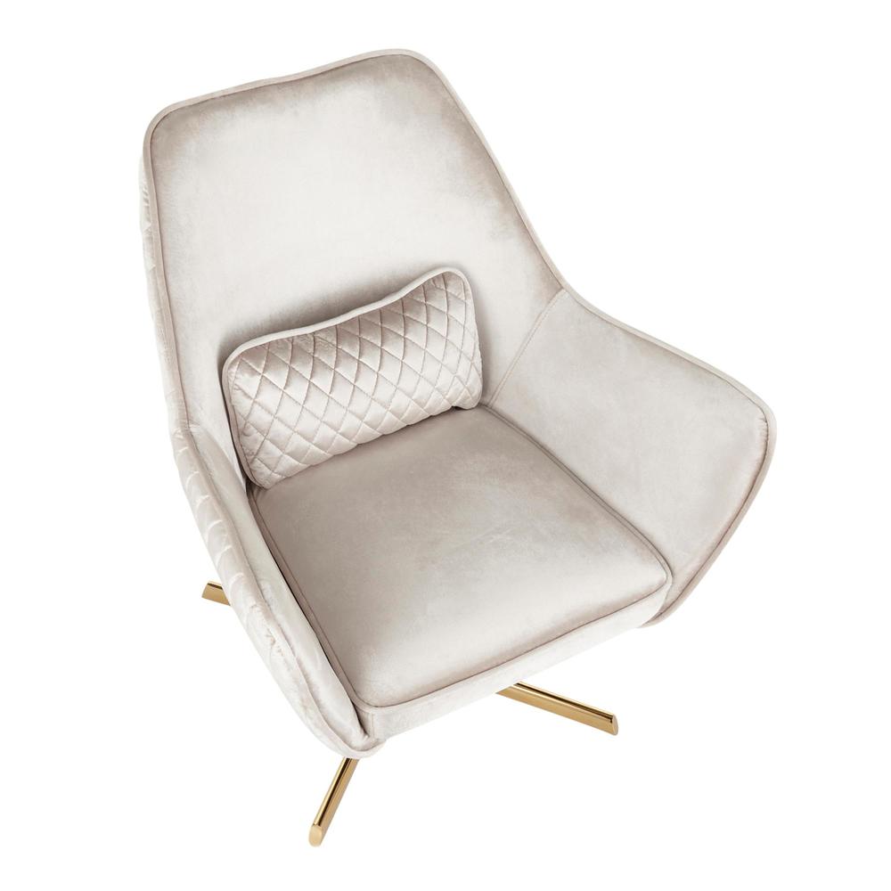 Diana Contemporary Lounge Chair in Gold Metal and Cream Velvet. Picture 6
