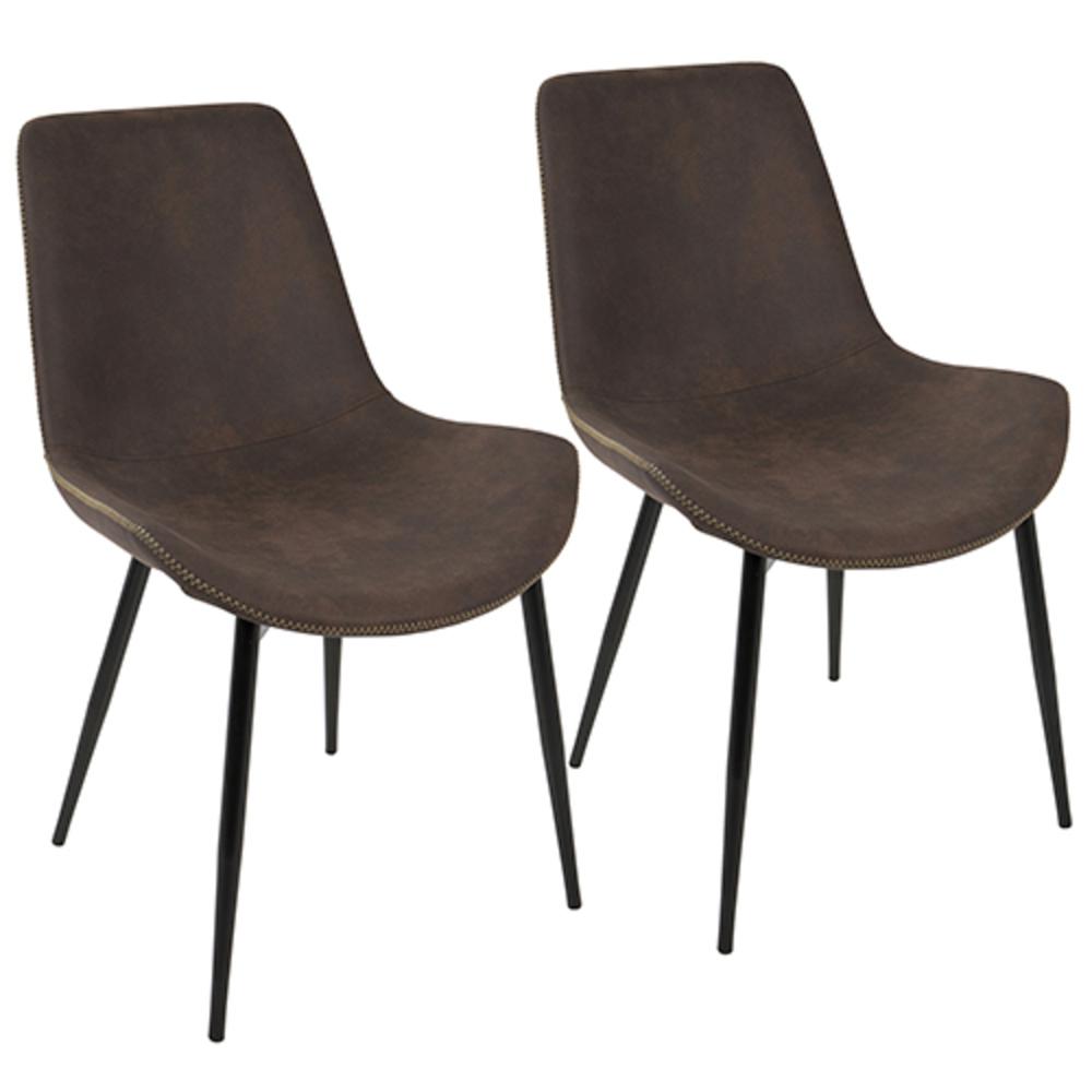 Duke Industrial Dining Chair in Black and Espresso Fabric - Set of 2. Picture 1