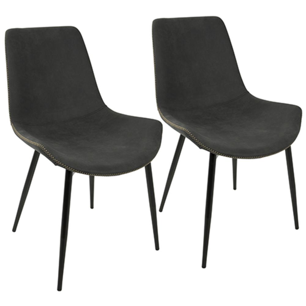 Duke Industrial Dining Chair in Black and Grey Fabric - Set of 2. Picture 1