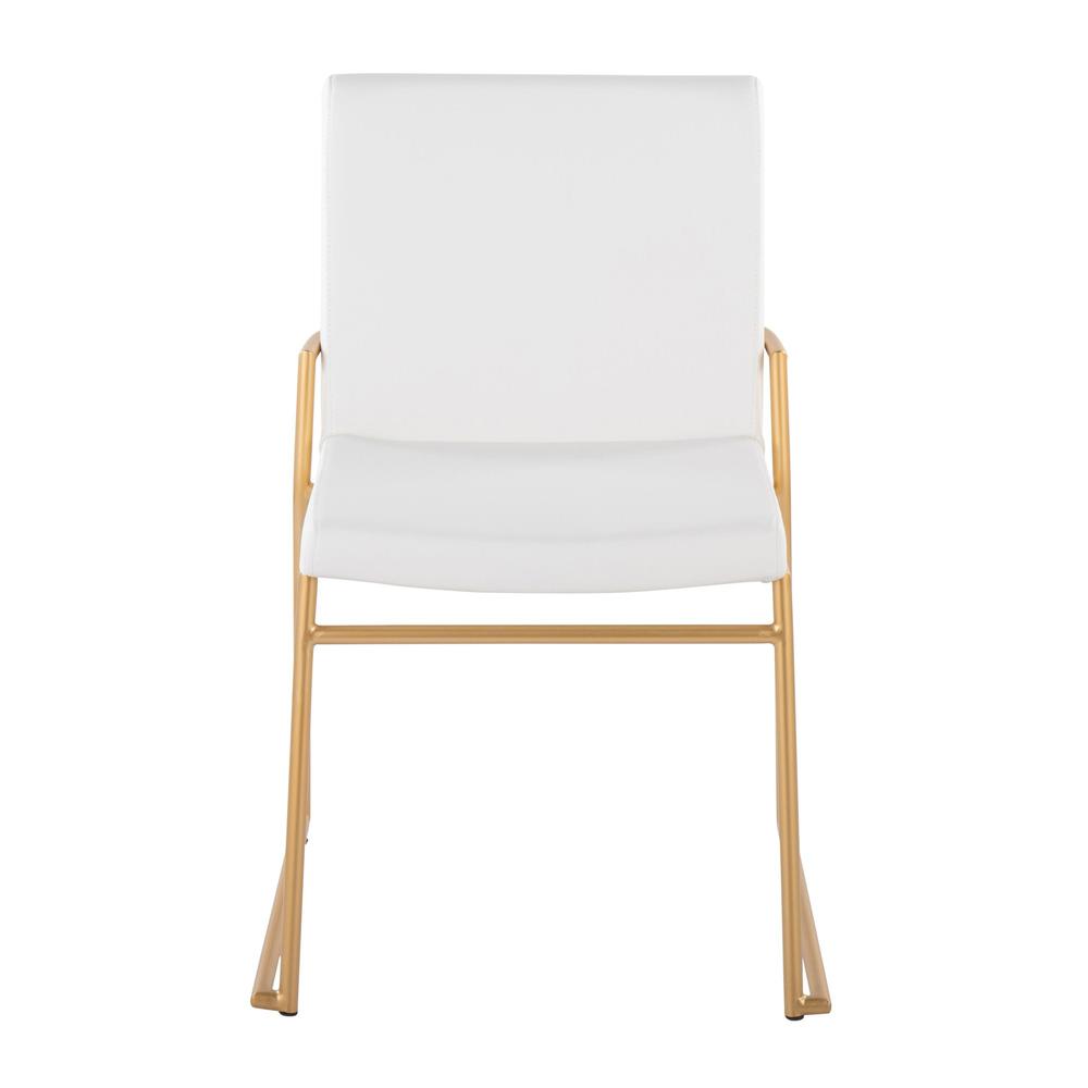 Gold Steel, White PU Dutchess Dining Chair - Set of 2. Picture 6