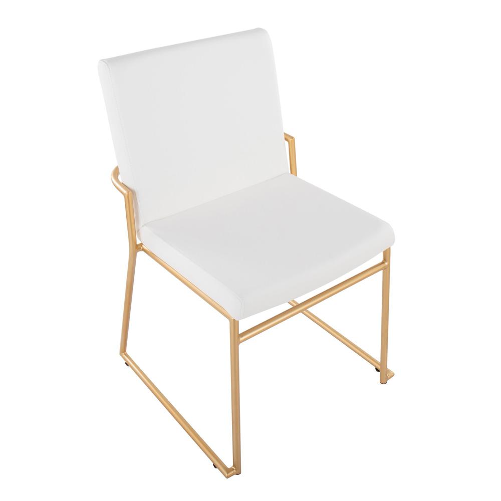 Gold Steel, White PU Dutchess Dining Chair - Set of 2. Picture 7