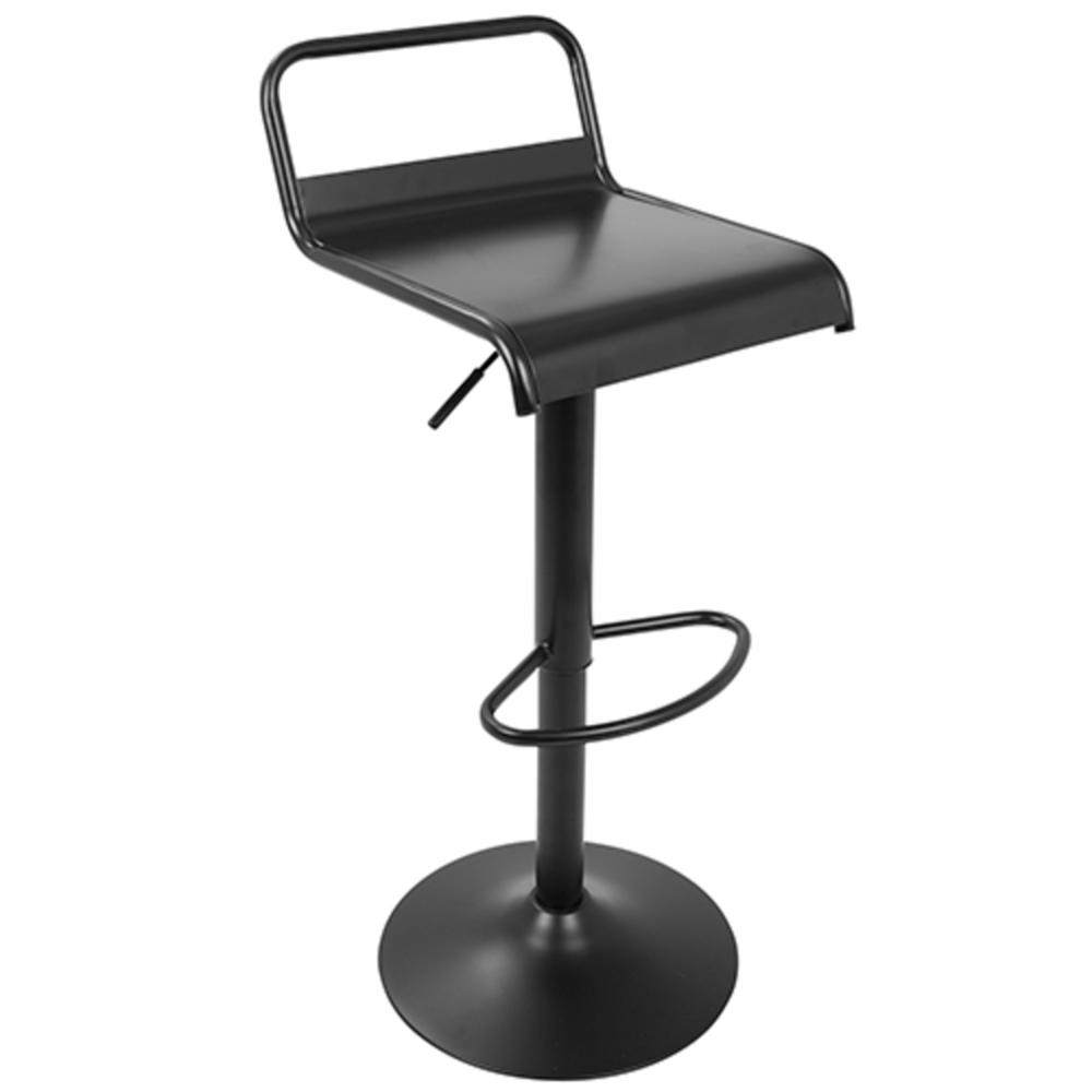 Emery Industrial Adjustable Barstool with Swivel in Black - Set of 2. Picture 2