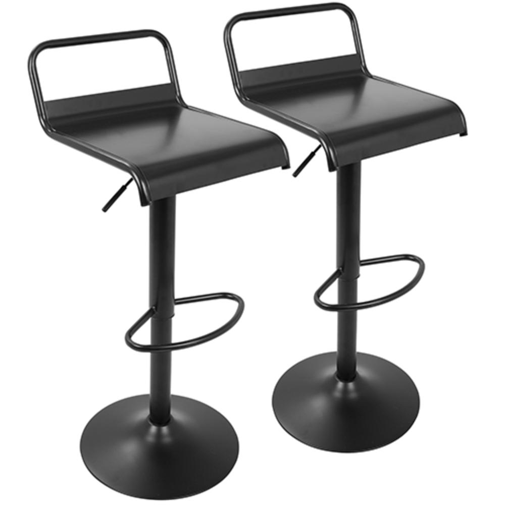 Emery Industrial Adjustable Barstool with Swivel in Black - Set of 2. Picture 1