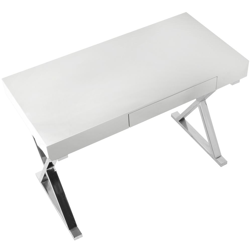 Luster Contemporary Desk in White. Picture 6