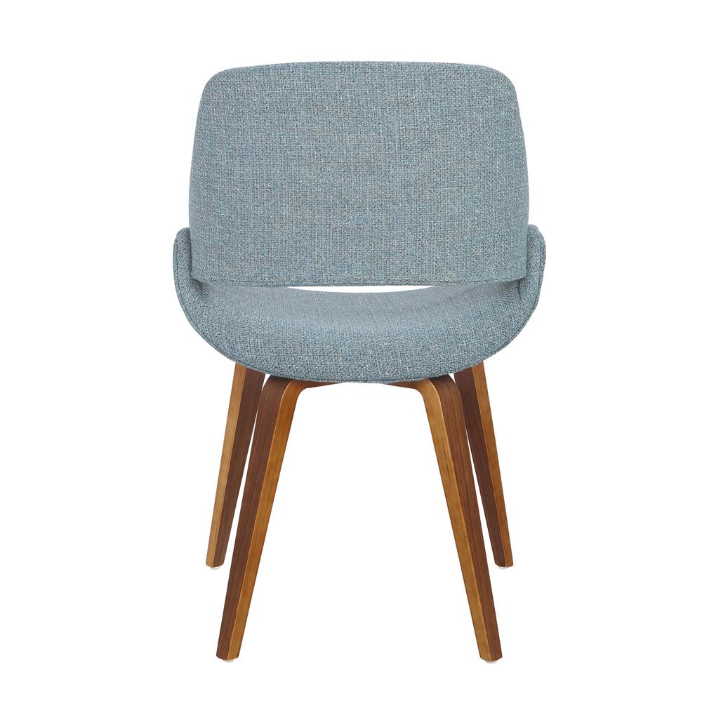 Fabrico Mid-Century Modern Dining/Accent Chair in Walnut and Blue Noise Fabric - Set of 2. Picture 5