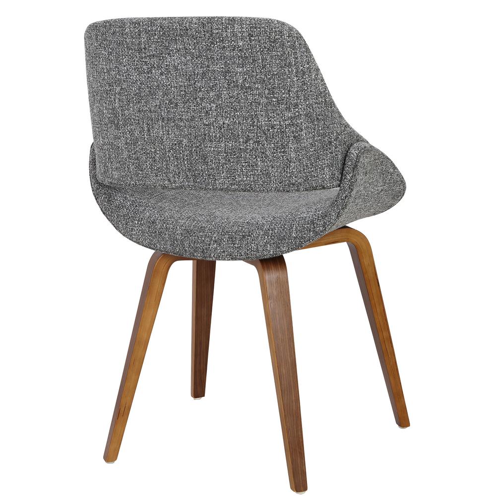 Fabrico Mid-Century Modern Dining/Accent Chair in Walnut and Grey Noise Fabric - Set of 2. Picture 4
