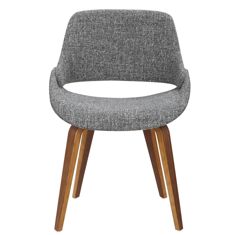 Fabrico Mid-Century Modern Dining/Accent Chair in Walnut and Grey Noise Fabric - Set of 2. Picture 6