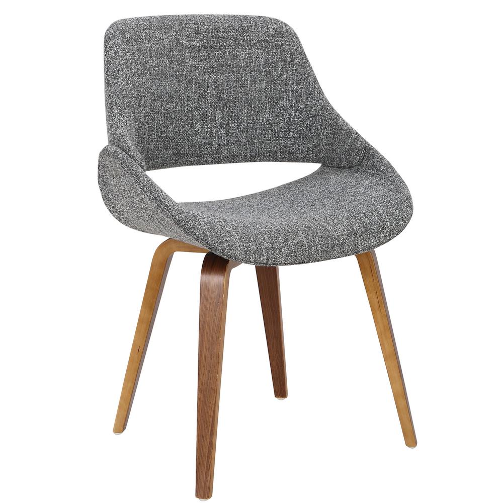 Fabrico Mid-Century Modern Dining/Accent Chair in Walnut and Grey Noise Fabric - Set of 2. Picture 2