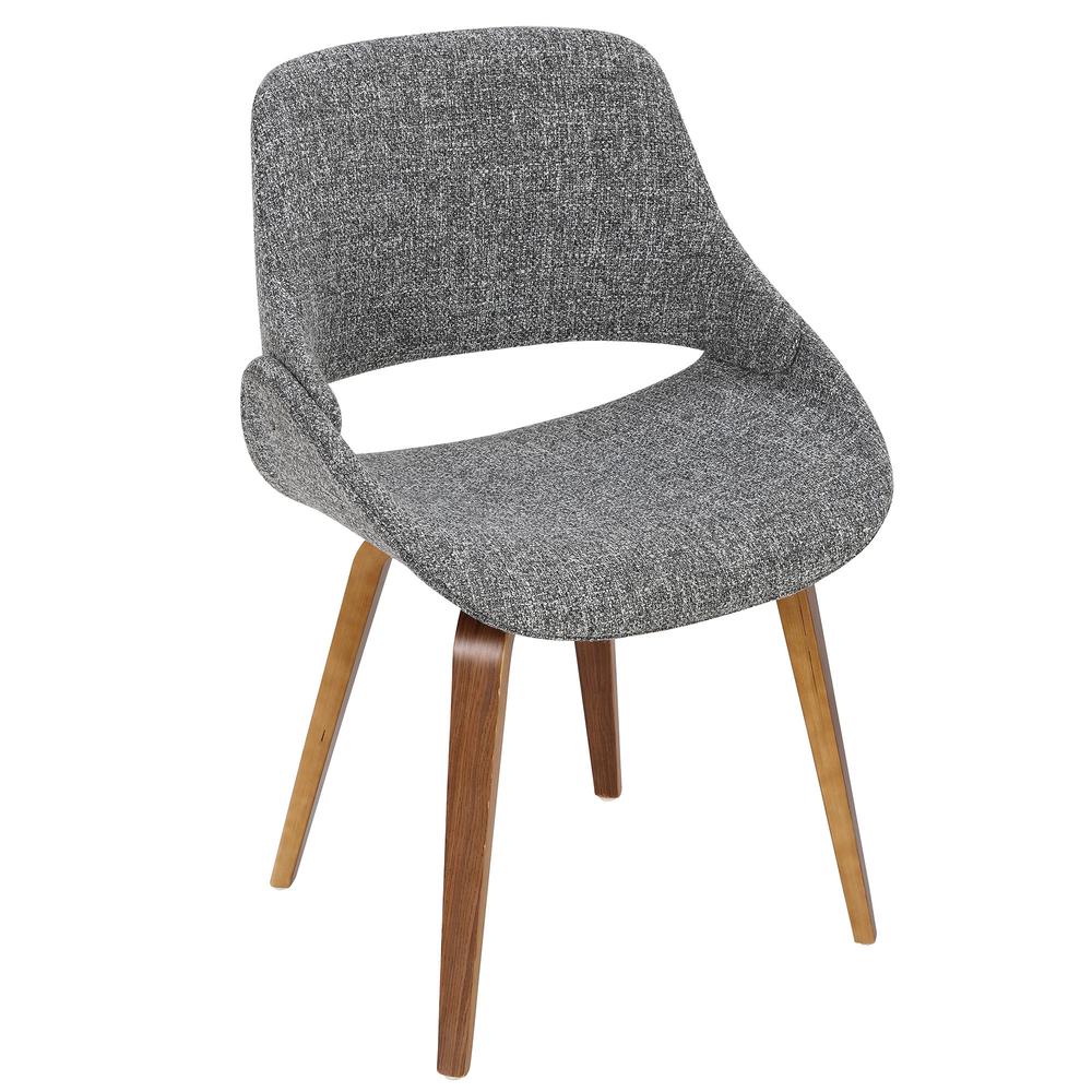 Fabrico Mid-Century Modern Dining/Accent Chair in Walnut and Grey Noise Fabric - Set of 2. Picture 7