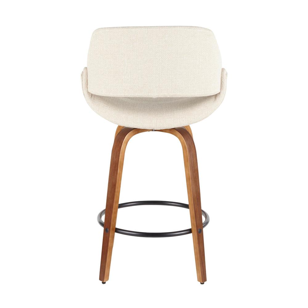 Fabrico Mid-Century Modern Counter Stool in Walnut and Cream Fabric - Set of 2. Picture 5
