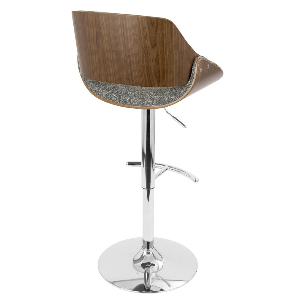 Fabrizzi Mid-Century Modern Adjustable Barstool with Swivel in Walnut and Grey. Picture 4