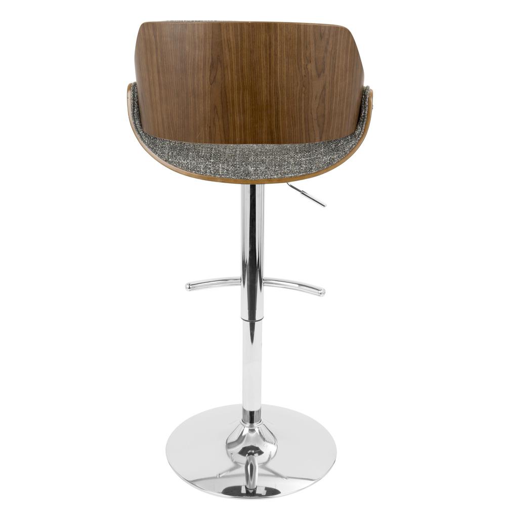 Fabrizzi Mid-Century Modern Adjustable Barstool with Swivel in Walnut and Grey. Picture 5