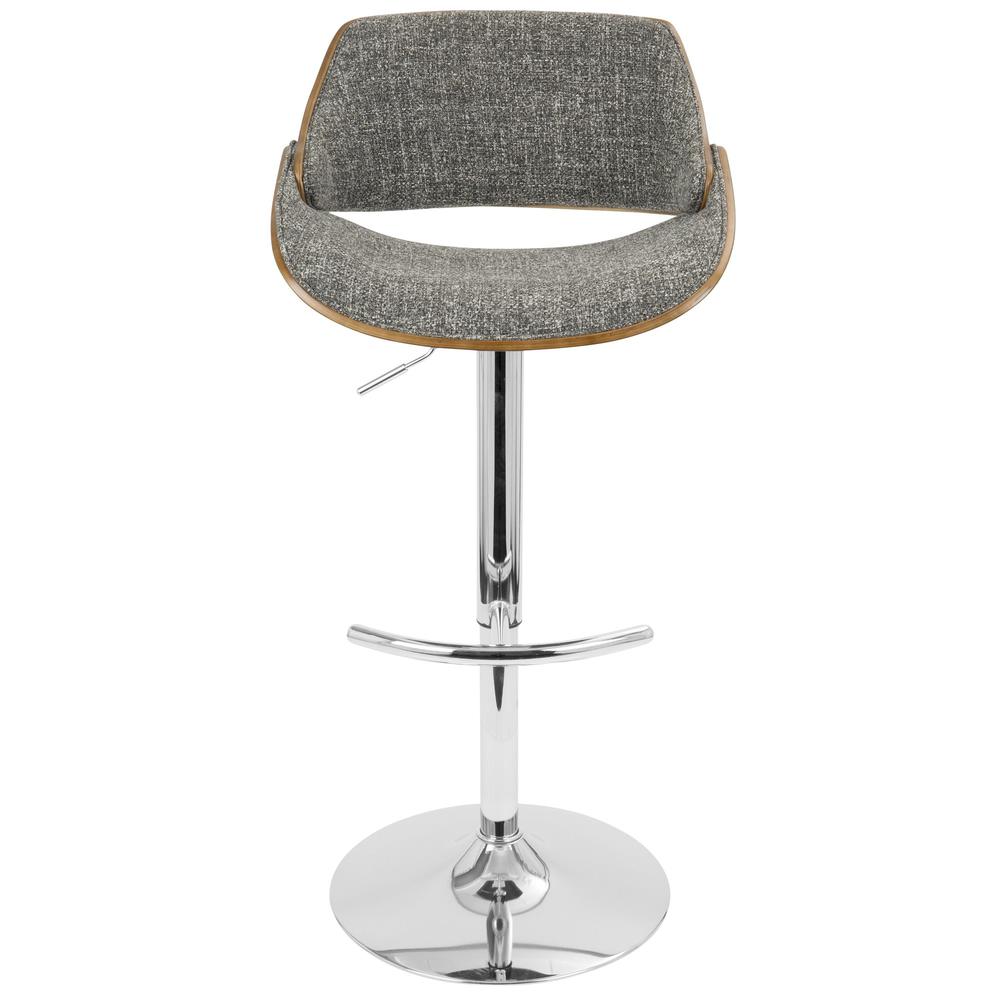 Fabrizzi Mid-Century Modern Adjustable Barstool with Swivel in Walnut and Grey. Picture 6