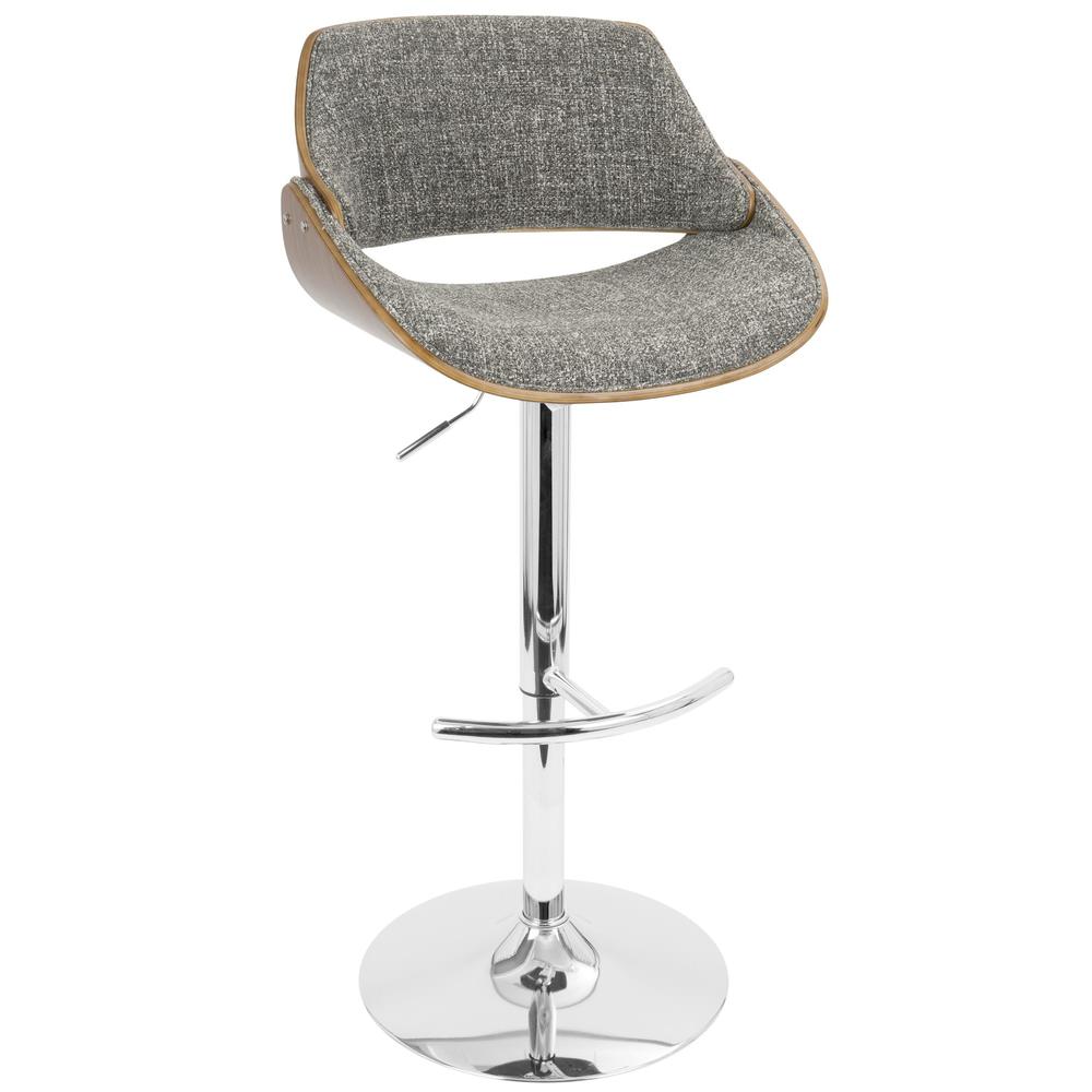 Fabrizzi Mid-Century Modern Adjustable Barstool with Swivel in Walnut and Grey. Picture 2