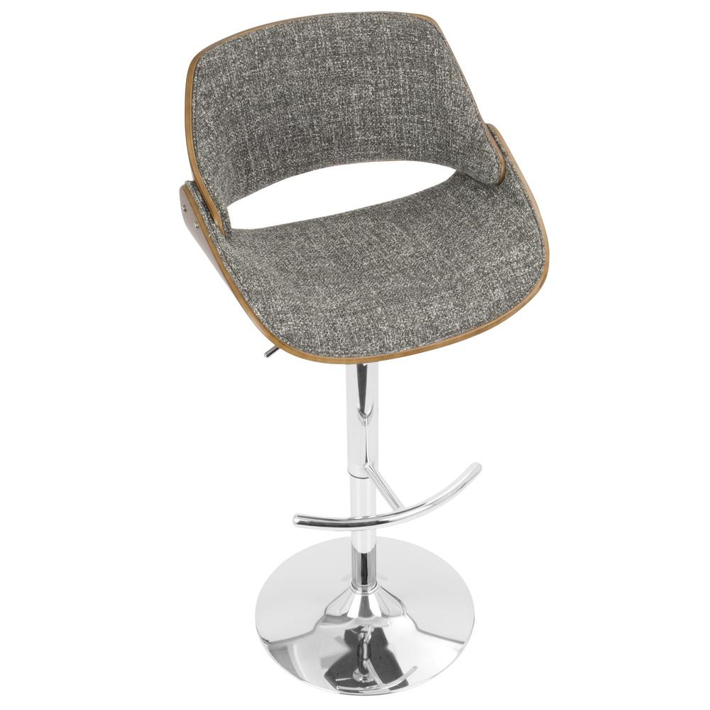 Fabrizzi Mid-Century Modern Adjustable Barstool with Swivel in Walnut and Grey. Picture 7