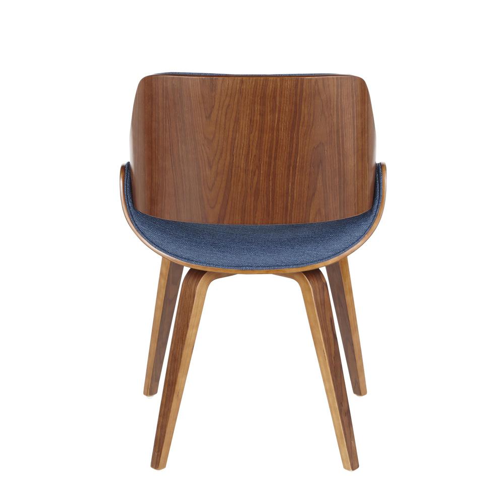 Fabrizzi Mid-Century Modern Dining/Accent Chair in Walnut and Denim Blue. Picture 5