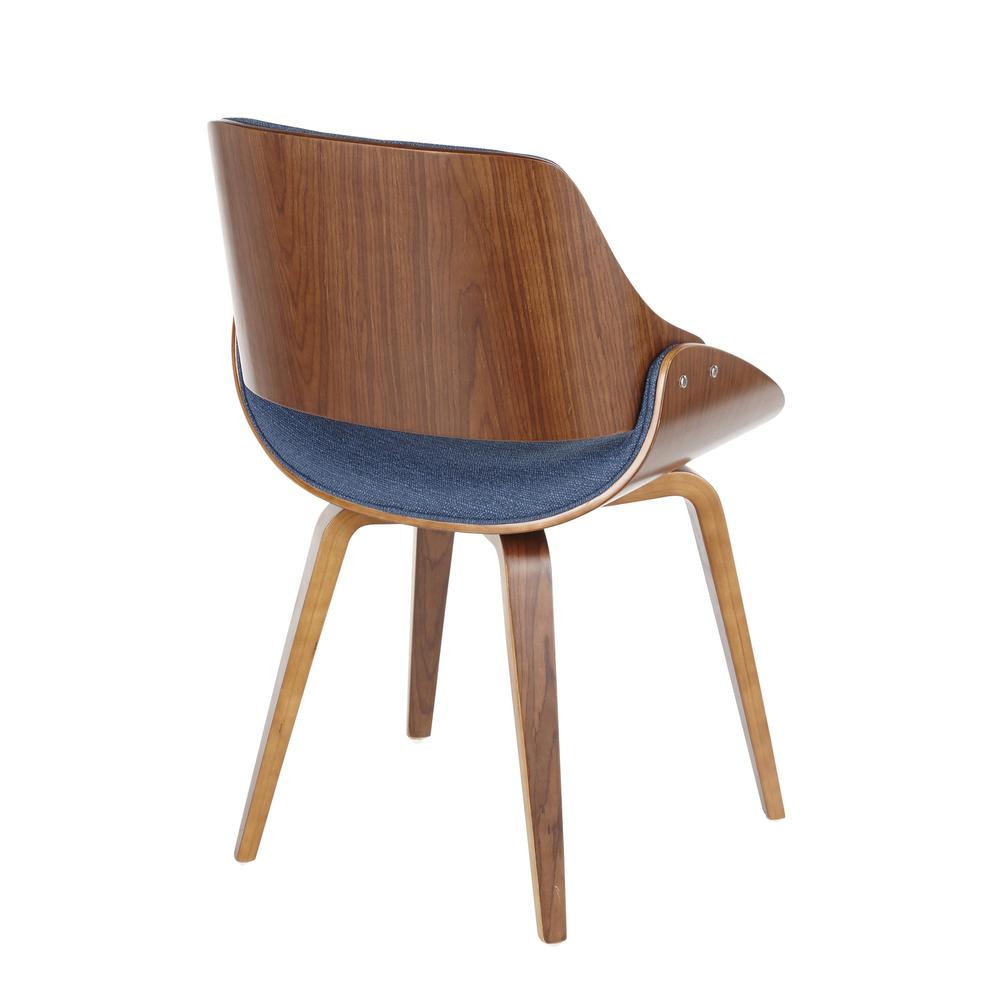 Fabrizzi Mid-Century Modern Dining/Accent Chair in Walnut and Denim Blue. Picture 4