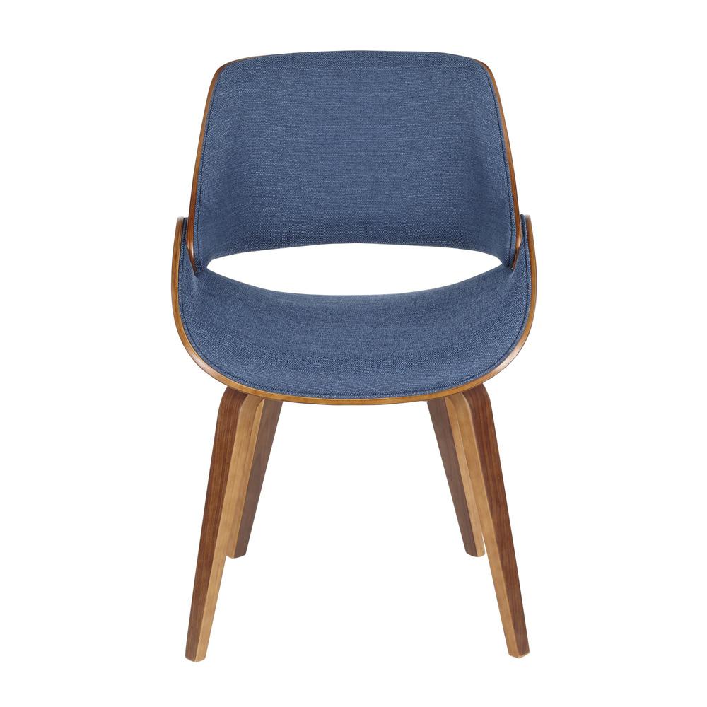 Fabrizzi Mid-Century Modern Dining/Accent Chair in Walnut and Denim Blue. Picture 6