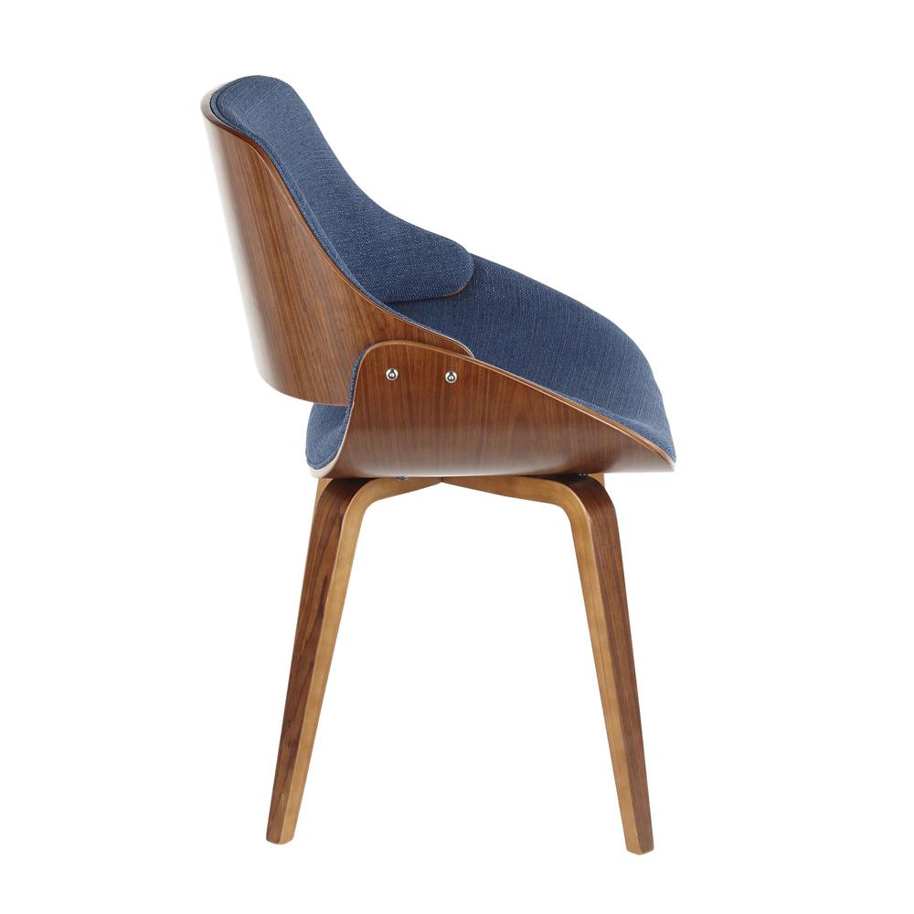 Fabrizzi Mid-Century Modern Dining/Accent Chair in Walnut and Denim Blue. Picture 3