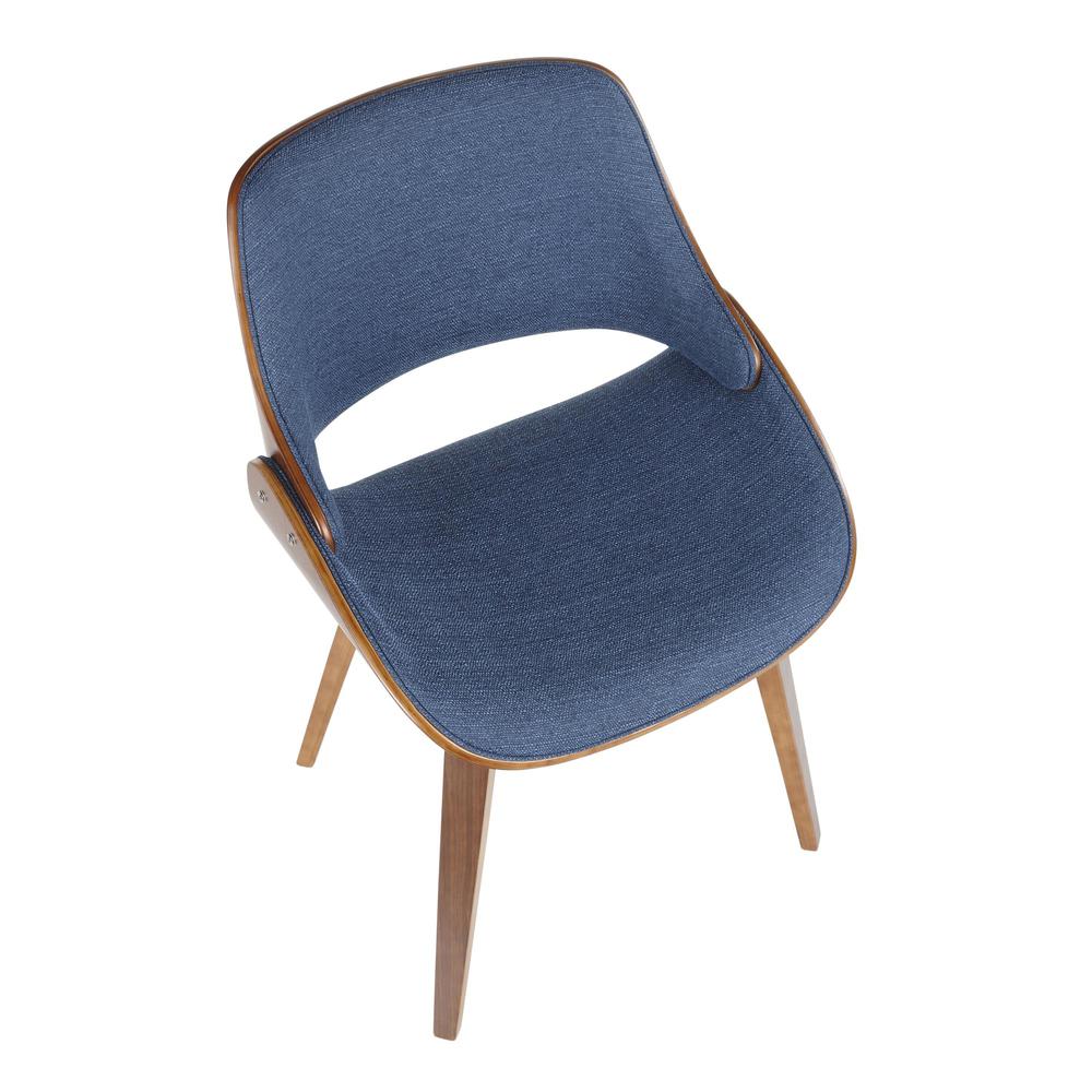 Fabrizzi Mid-Century Modern Dining/Accent Chair in Walnut and Denim Blue. Picture 7