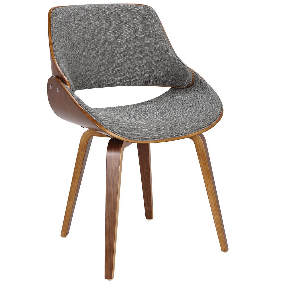 Fabrizzi Mid-Century Modern Dining/Accent Chair in Walnut and Grey Fabric. Picture 2