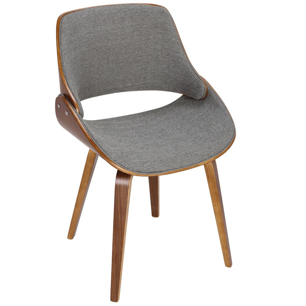 Fabrizzi Mid-Century Modern Dining/Accent Chair in Walnut and Grey Fabric. Picture 7