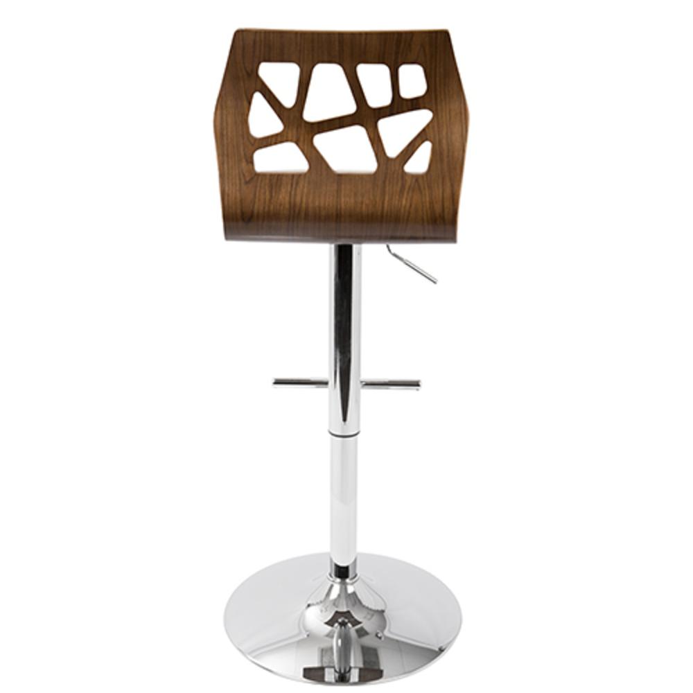 Folia Mid-Century Modern Adjustable Barstool with Swivel in Walnut And Cream Faux Leather. Picture 5