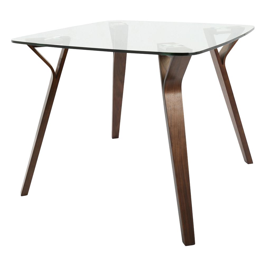 Folia Mid-Century Modern Dinette Table in Walnut and Glass. Picture 2