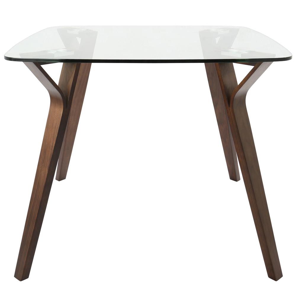Folia Mid-Century Modern Dinette Table in Walnut and Glass. Picture 3