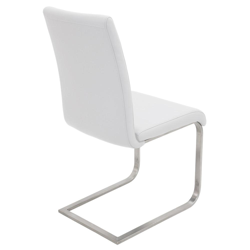 Foster Contemporary Dining Chair in White Faux Leather - Set of 2. Picture 4