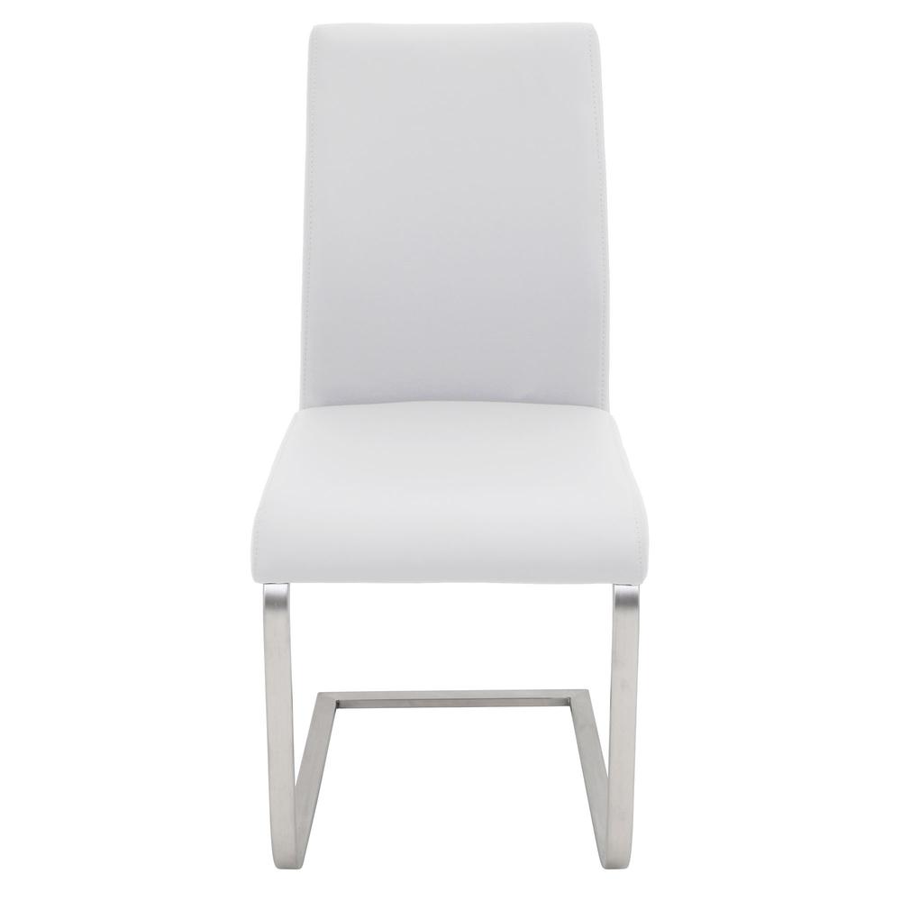 Foster Contemporary Dining Chair in White Faux Leather - Set of 2. Picture 6