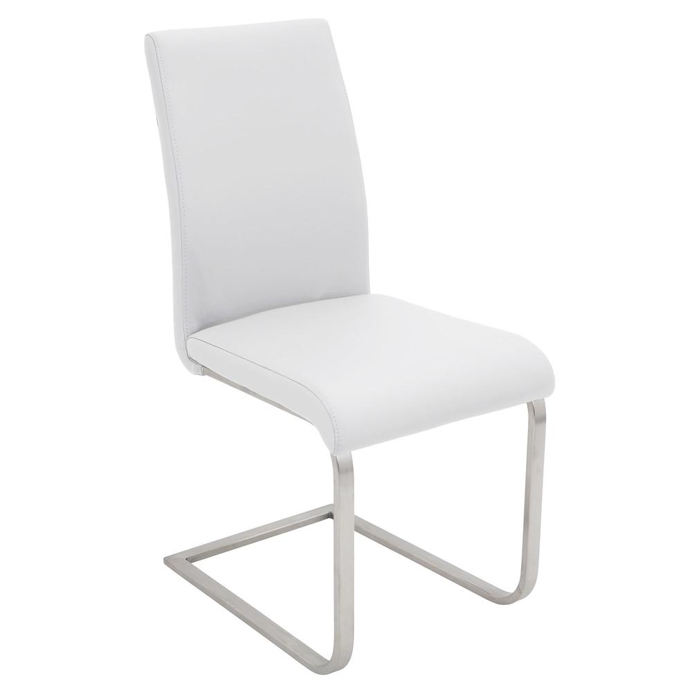 Foster Contemporary Dining Chair in White Faux Leather - Set of 2. Picture 2