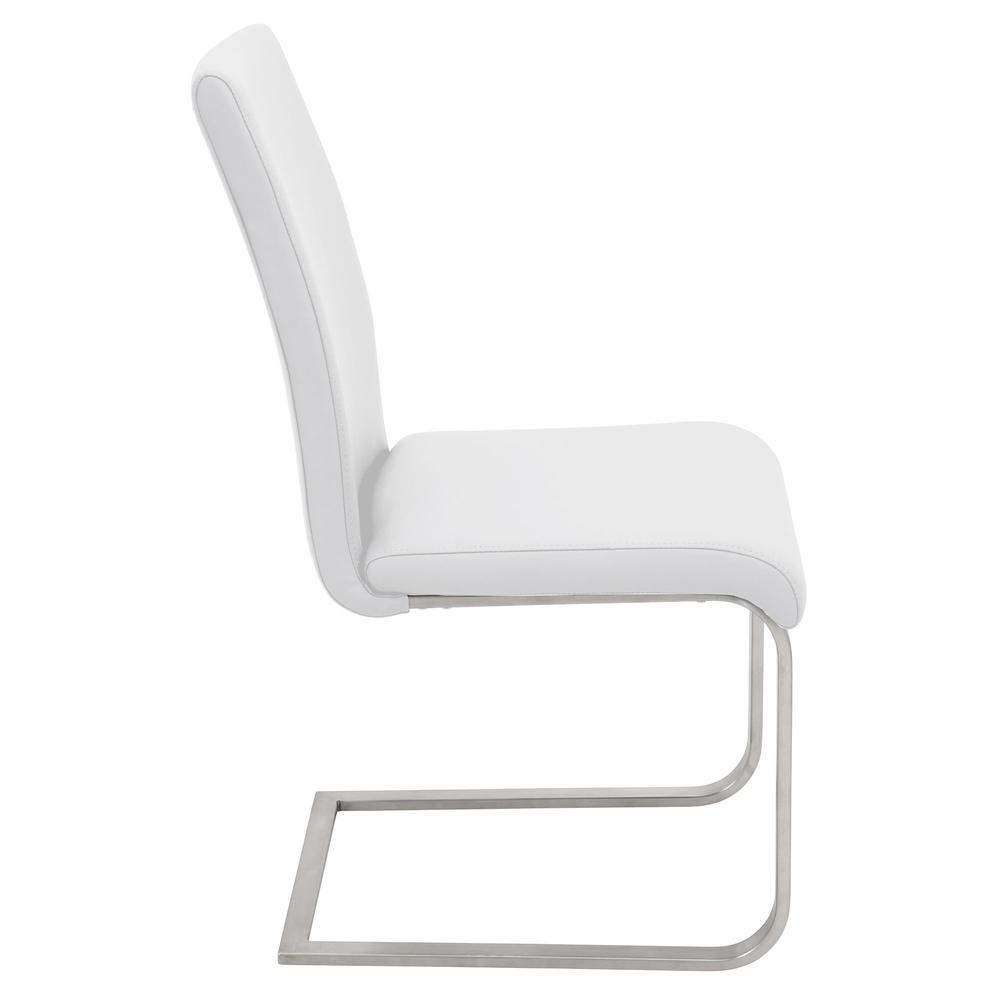 Foster Contemporary Dining Chair in White Faux Leather - Set of 2. Picture 3