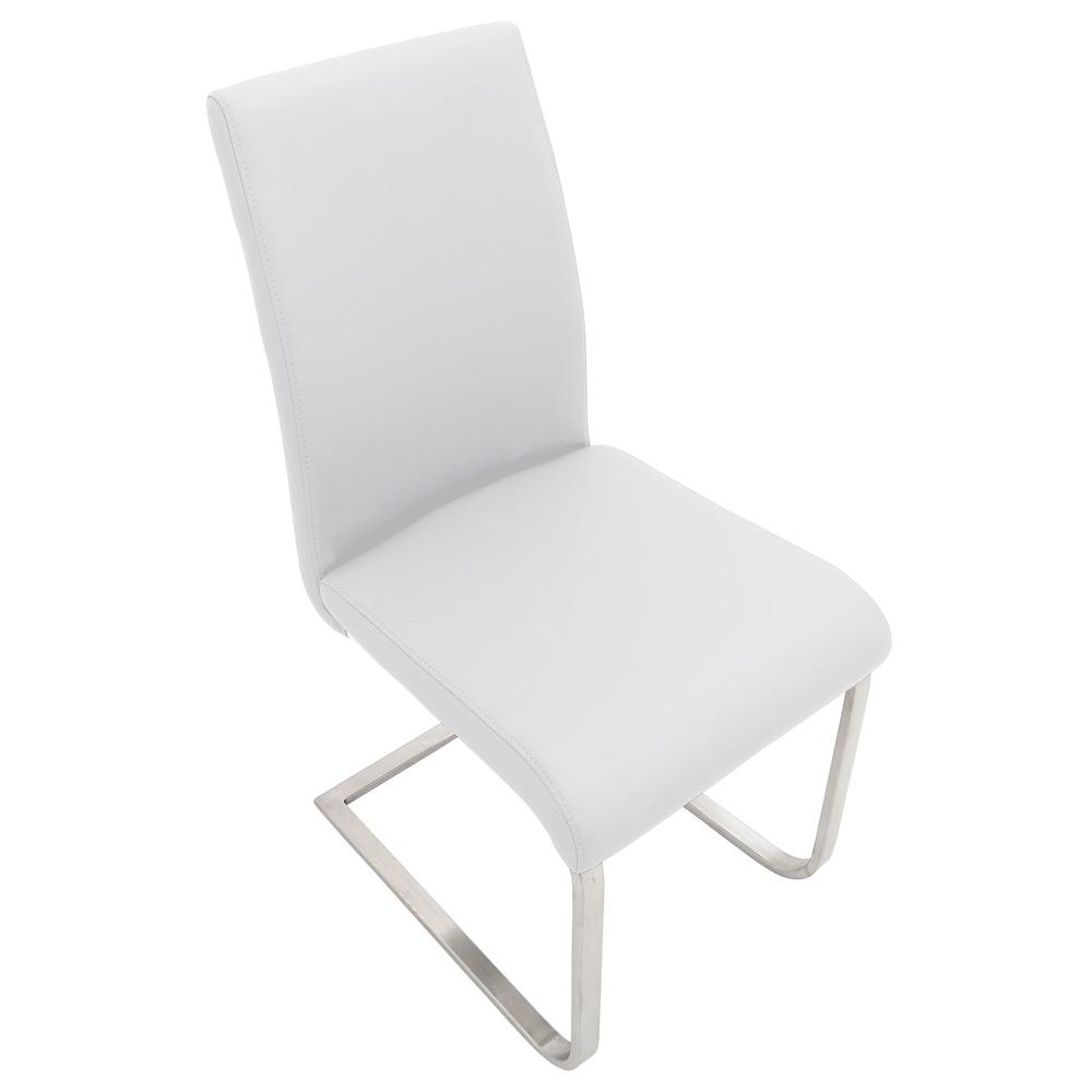 Foster Contemporary Dining Chair in White Faux Leather - Set of 2. Picture 7