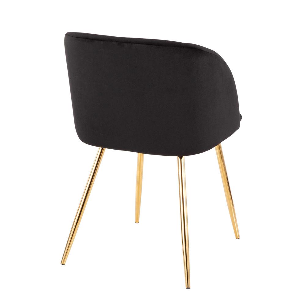 Fran Contemporary Chair in Gold Metal and Black Velvet - Set of 2. Picture 4