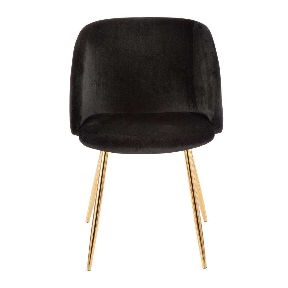 Fran Contemporary Chair in Gold Metal and Black Velvet - Set of 2. Picture 6